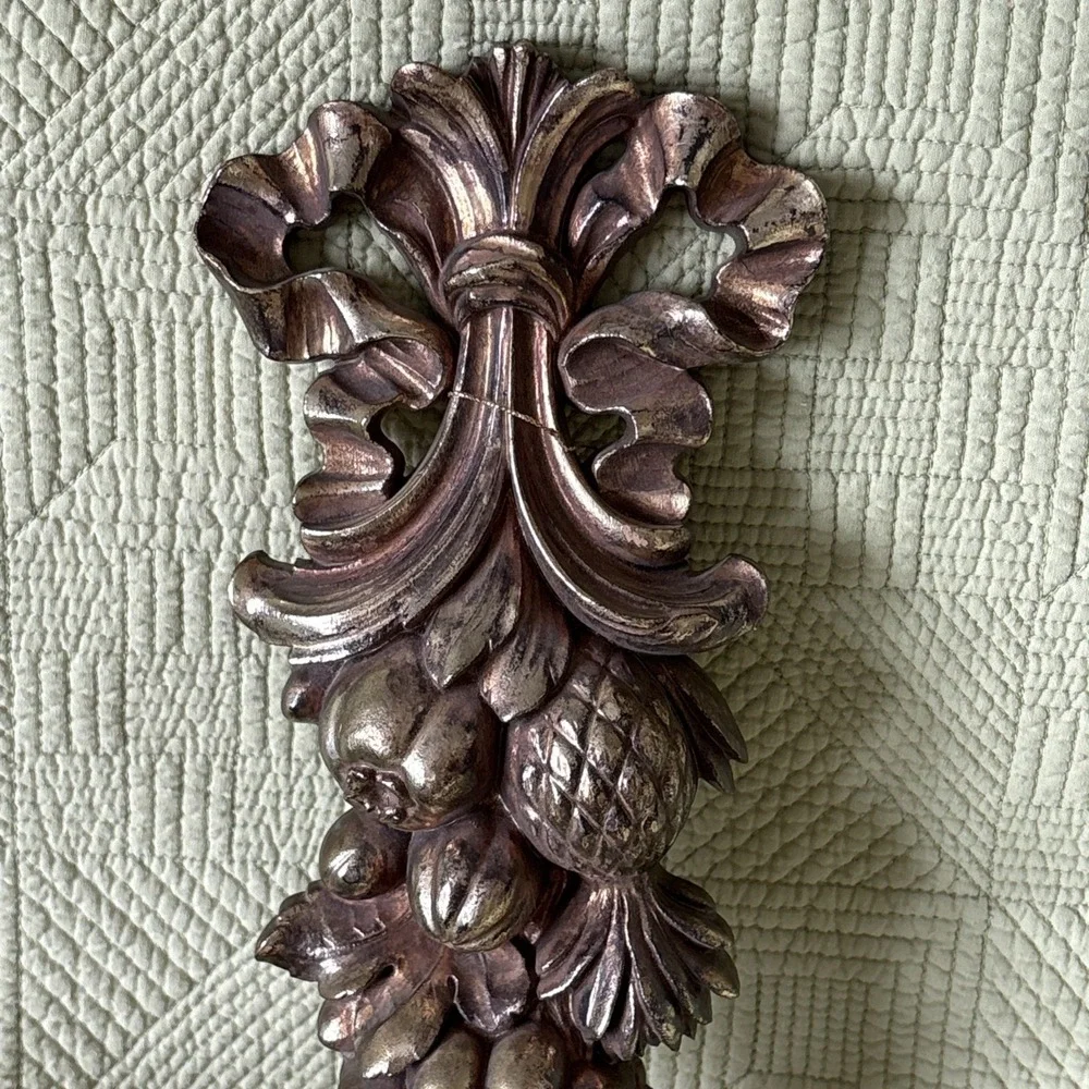 Vintage Syroco Gold Fruit Foliage Wall Plaque 16.25